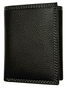 Natural Grain Double Stitch Trifold Wallet