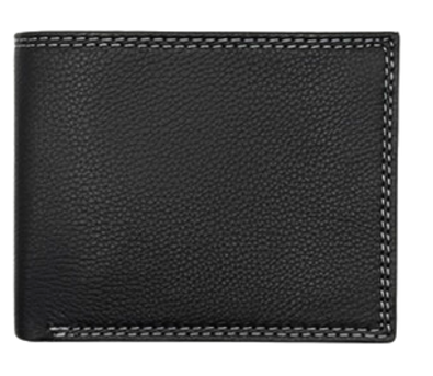 Natural Grain Double Stitch Bifold Wallet